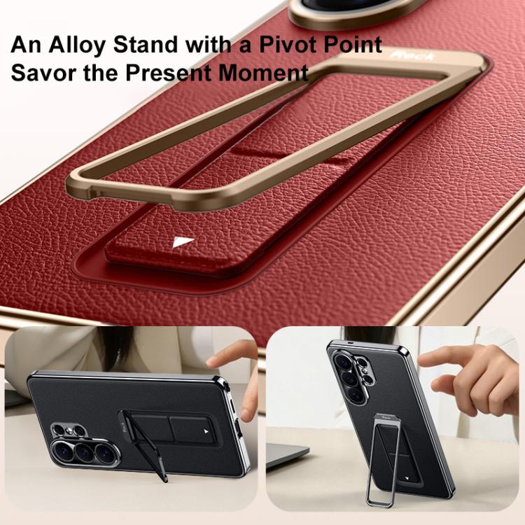 Metal Holder Foldable Wristband Precise Cutout Vegan Leather Phone Case