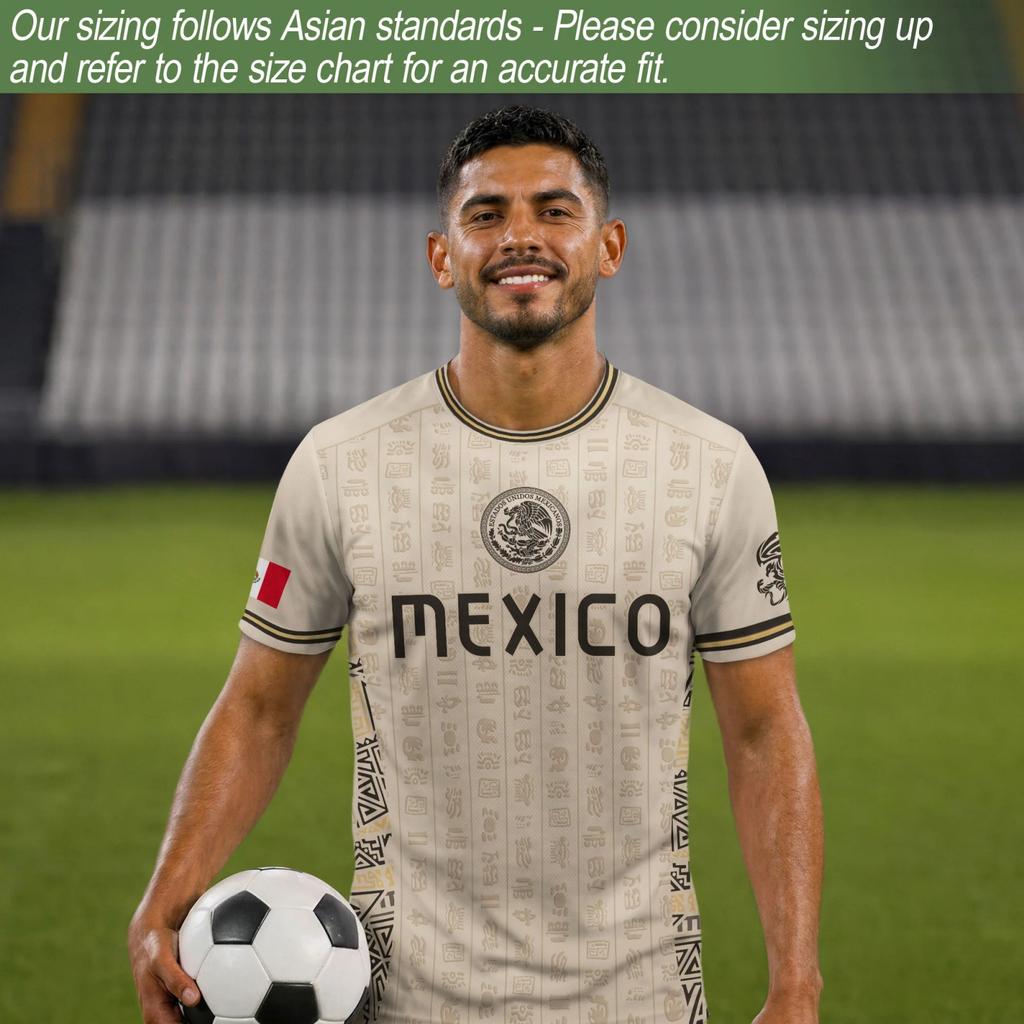 Men's Casual Soccer Jersey Short Sleeve Top Featuring Mexico Themed Graphic Print Lightweight Breathable Fabric Comfortable Fit