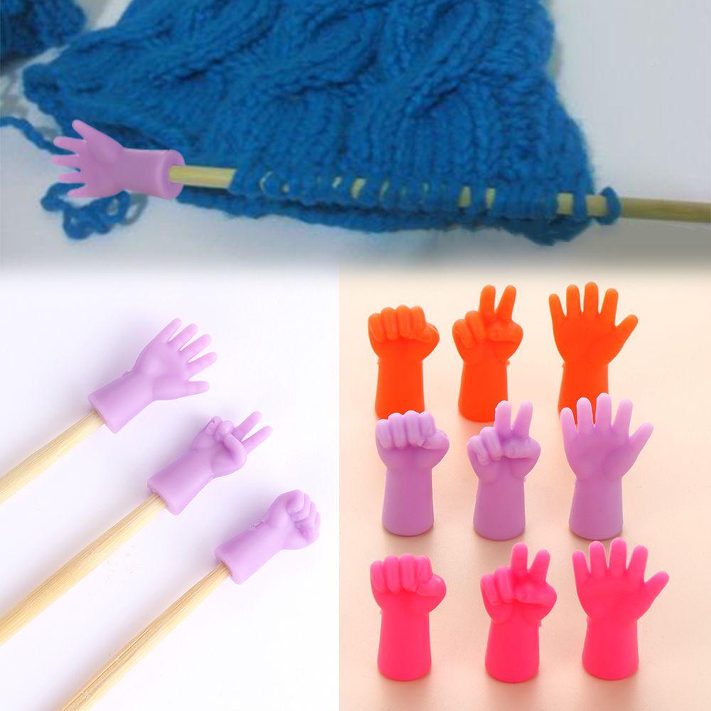 6pcs Rubber Non-slip Mix Shaped Tail Buckle Weave Stopper Knitting Needles Stitch Protectors Needle Tip Sewing Tools
