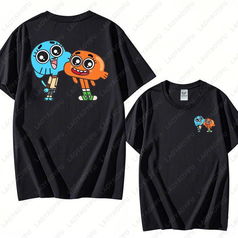 Animace Kreslený Gumball a Darwin Potisk Tričko Úžasný Svět Gumballa Tričko Nové Léto 2025 Kawaii Muž Žena Bavlněná Trička