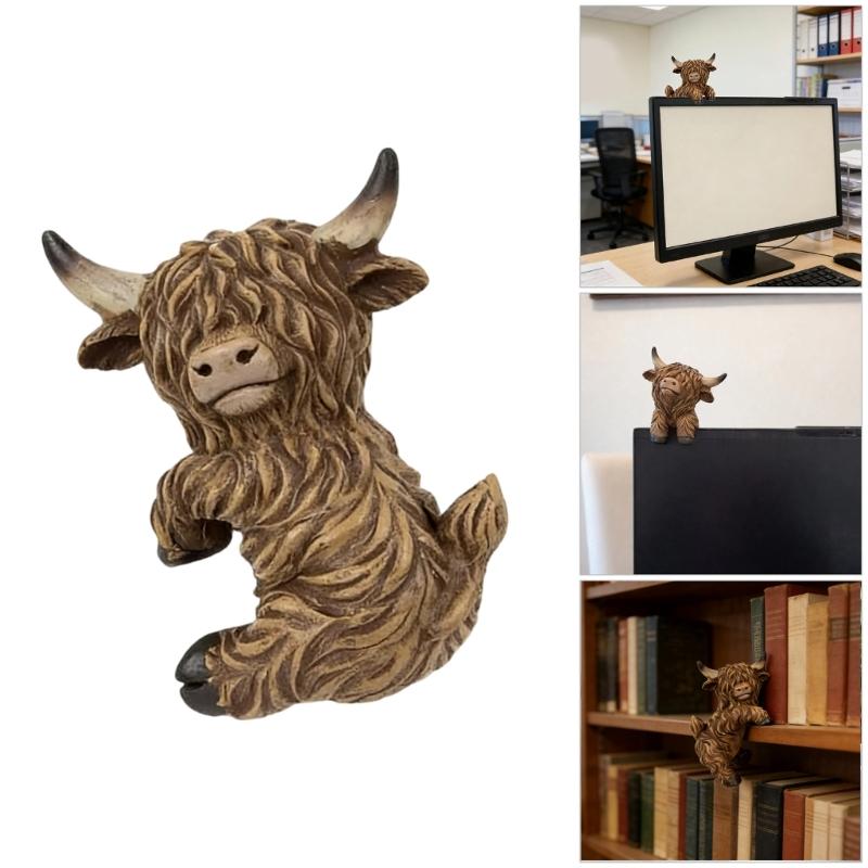 Highlands Cow Figurines Plant Pot Hangers,Hanging Cow Statue Plant Pot Huggers Planter Pot Gift for Garden Ornament