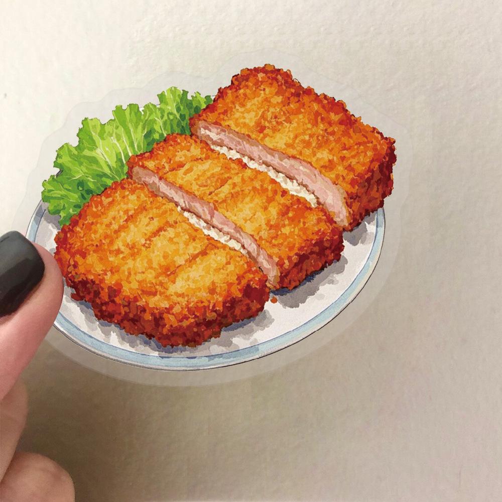 50 Transparent Chinese Food Sticker Pack, Waterproof Transparent PET Manual Material Decorative Guitar Notebook