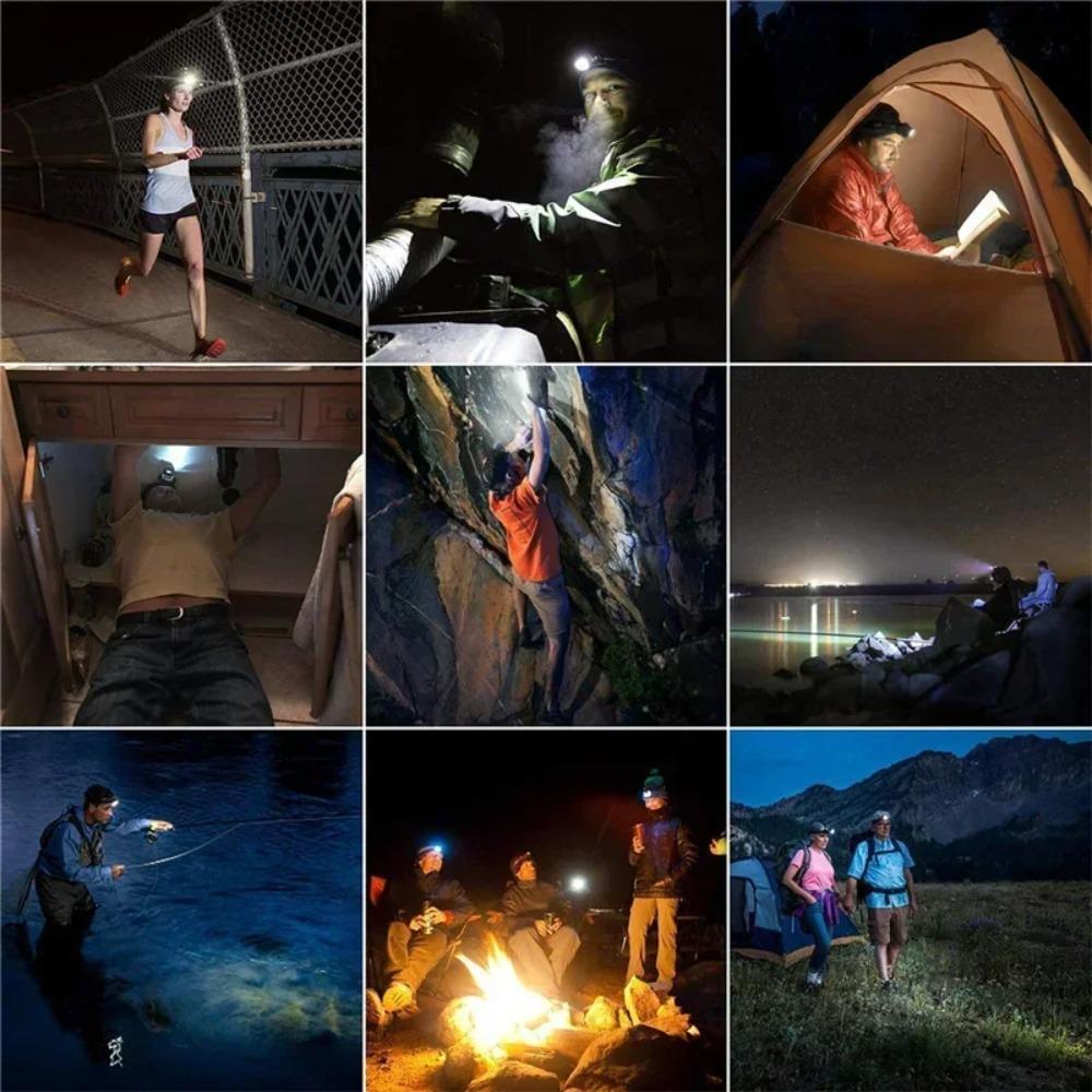 Powerful Sensor LED Headlamp USB Rechargeable Head Flashlight Headlight Waterproof Torch for Outdoor Camping Fishing Lantern