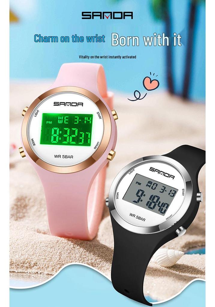 Sanda Teen Multifunctional Luminous Waterproof Alarm Wristwatch