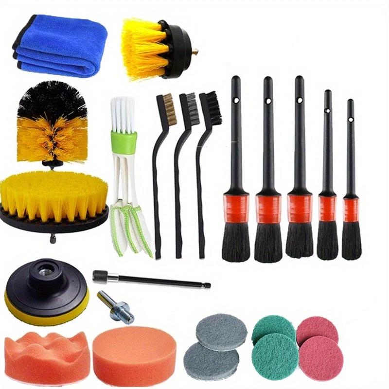 24-Piece Car Cleaning & Polishing Kit: Wheel Hub Brushes & Waxing Tools Set