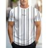 Men Letters Striped T Shirt Short Sleeve O-Neck TShirt Vintage Sport Casual Large Size T-Shirts Men’s