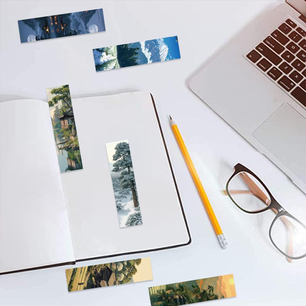 30 Huguang Mountain Color Bookmark Series Simple Handbook Literary Creative Materials Ins Reading Paper Bookmarks Can Be DIY