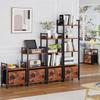 5-Tier Bookshelf with Drawer, Tall Narrow Wood & Metal Storage Shelf, Industrial Rustic Brown Standing Unit for Bedroom or Livin