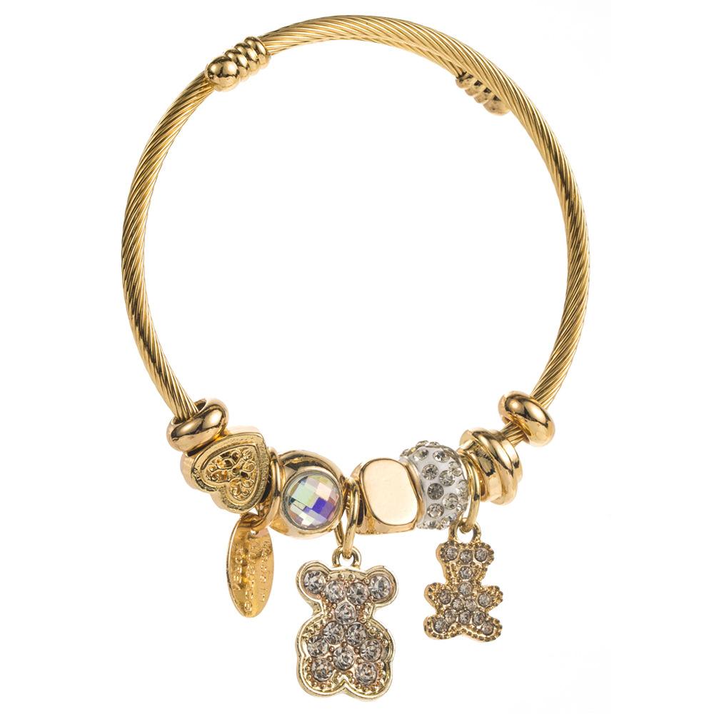 

Браслет DIY для женщин Медведь Бабочка Лебедь Цветок Инкрустированный стразами Регулируемый Парный браслет Bear