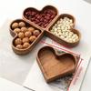 4pcs/set Solid Wood Candy Tray Stackable Dry Fruit & Nut Dish Creative Heart-Shaped Serving Platter for Snacks & Confections