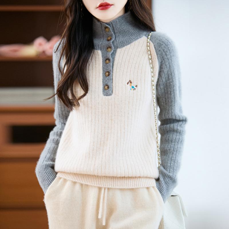 Women Sweater 100% Wool Turtleneck MODERN NEW SAGA Knit Pullover Thick Winter Jumpers Female Knit Tops