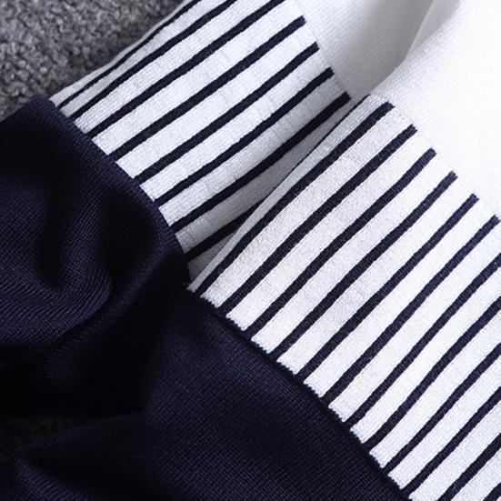 Herren Color Block Streifen Rundhals Langarm Schlank Gestrickter Pullover Pullover Oberteil