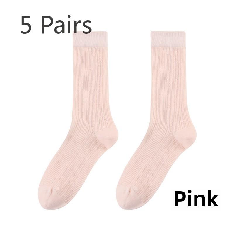 5 Paar Sommer Dünne Damen Plüschsocken Eis Eis Sommer Dünn Atmungsaktiv Ballett Socken Mittellange Socken Reine Baumwollsocken