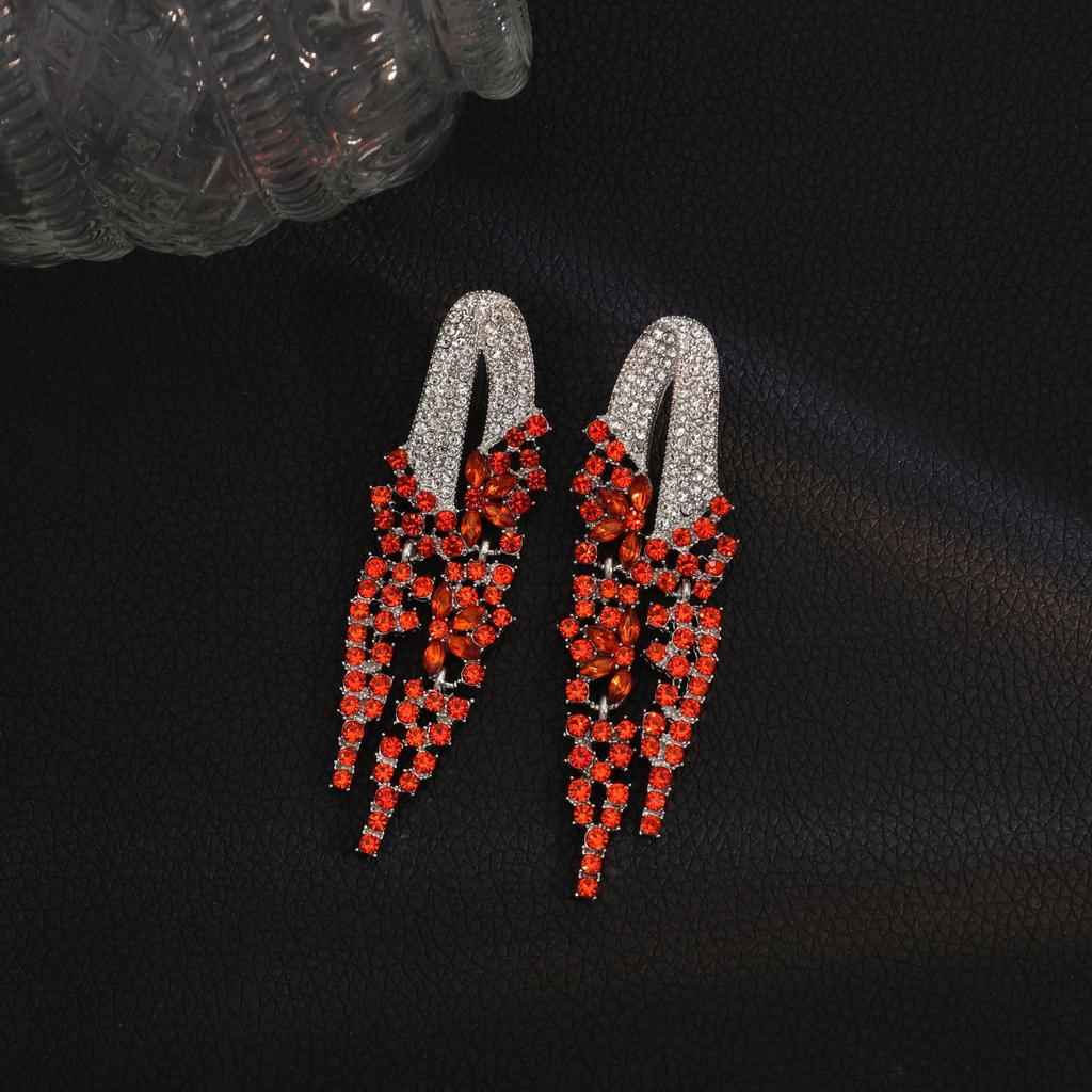 Luxury Colored Gem Tassel Earrings: High-End Diamond Long Dangle Earrings for Evening Gowns