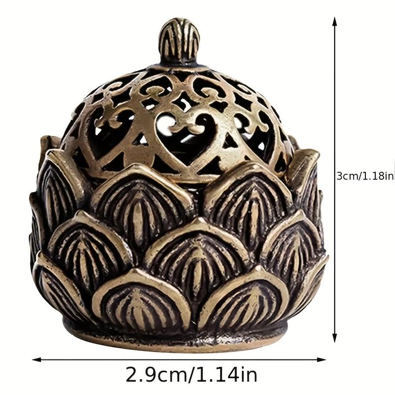 

1PC Mini Hollow Lotus Incense Holder Vintage Bronze Indoor Buddha Altar Incense Stand Chinese Traditional Design Home Decor
