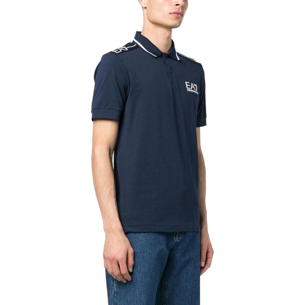 Emporio Armani EA7 Series Letter Logo Printed Pullover Short Sleeve Polo Shirt Men Polo Shirts Navy-Blue 3RPF20-PJ03Z-1554