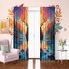 Elk At Sunset -2 Pieces - Printed Curtain, 100% Polyester, Suitable for Home Decor (rod Not Included)