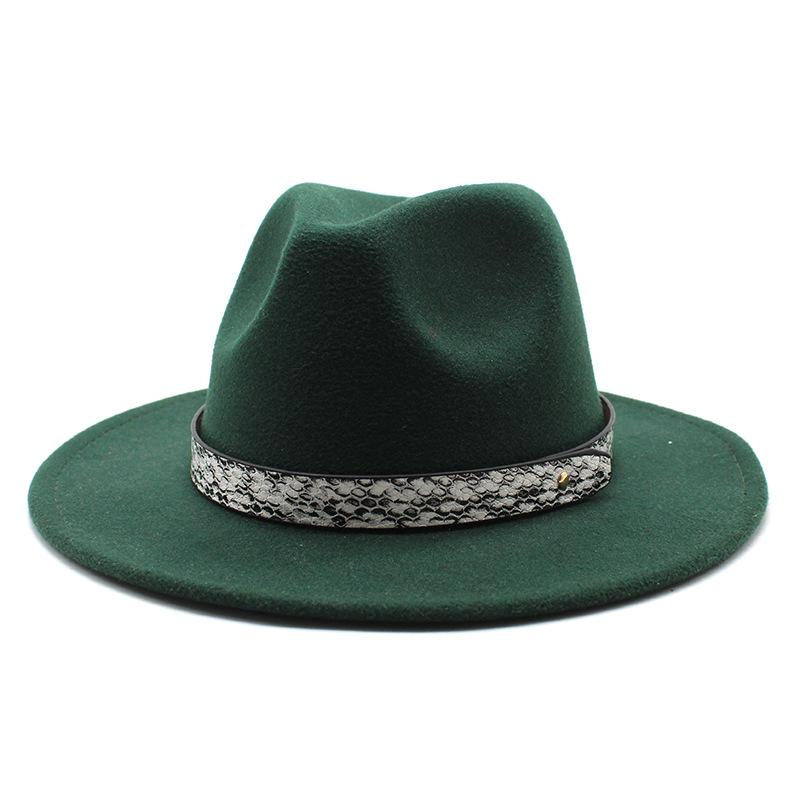 Seasonal White Big Eaves Hat Flat Edge Top Hat Men'S And Women'S Woolen Jazz Hat Lmn173