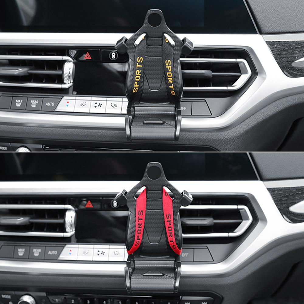 360 Carbon Fiber Pattern Racing Seat Shaped Car Phone Bracket GPS Support For Different Phone Models Air Vent Universal Tools Ne