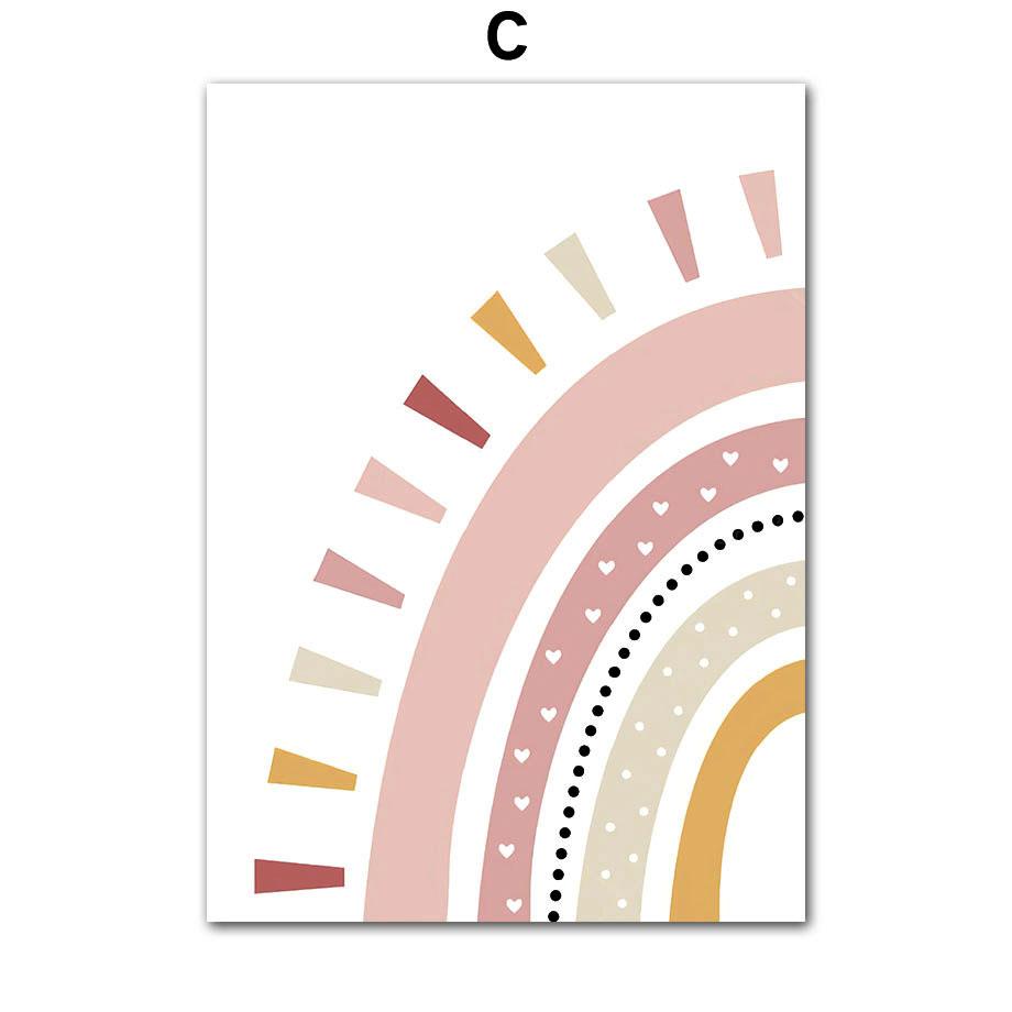 Rosa Sonne Wolke Regenbogen Blume Schmetterling Kindergarten Nordic Poster Und Drucke Leinwand Malerei Wand Kunst Bilder Baby Kinder Zimmer Dekor