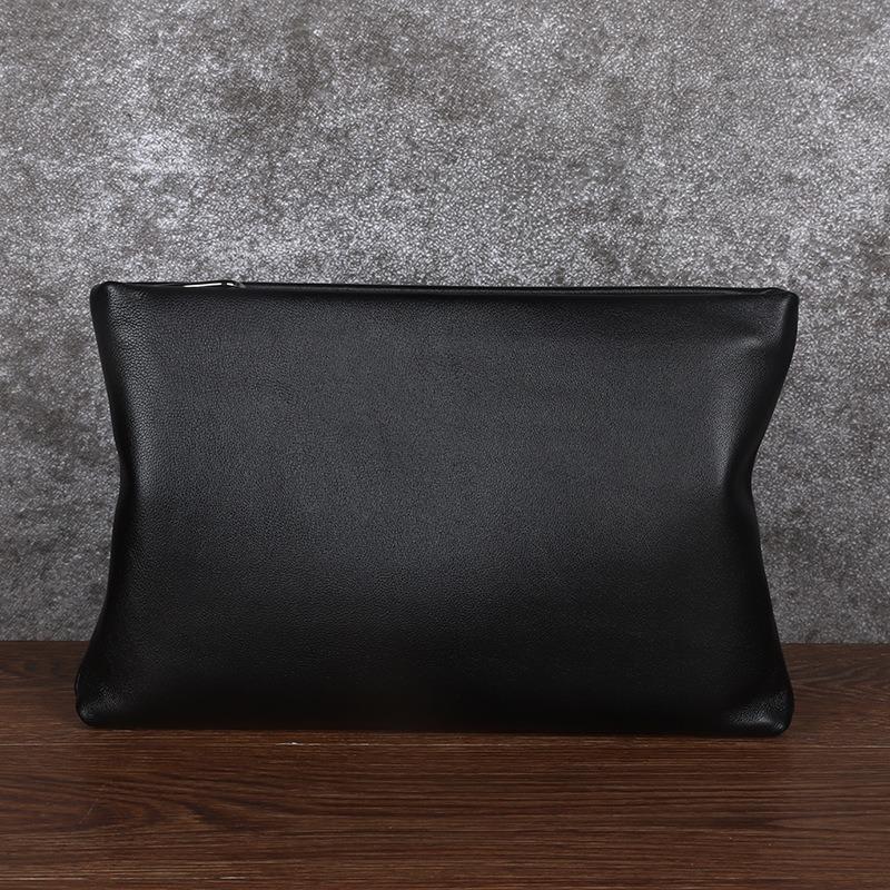 Pochette pour homme, pochette horizontale en cuir véritable, pochette, cuir d'agneau première fleur, sac business et loisirs.