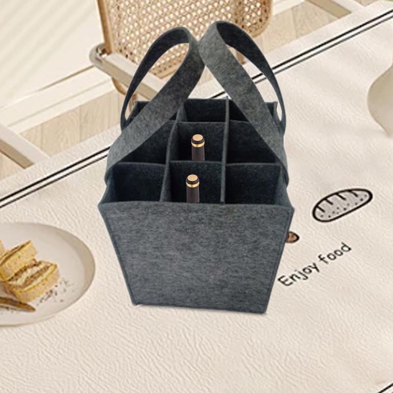 Wine Carrier Tote Felt 9 Bottle Wine Bags Reusable Wine Bag For Travel. Picnic Byob Portable Leakproof Wine Tote Bag For Dinner