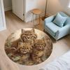 Lynx and Raccoon  Round Area Rug,Carpet Rug for Living Room Bedroom Sofa Playroom Decor,Non-slip Floor Mat