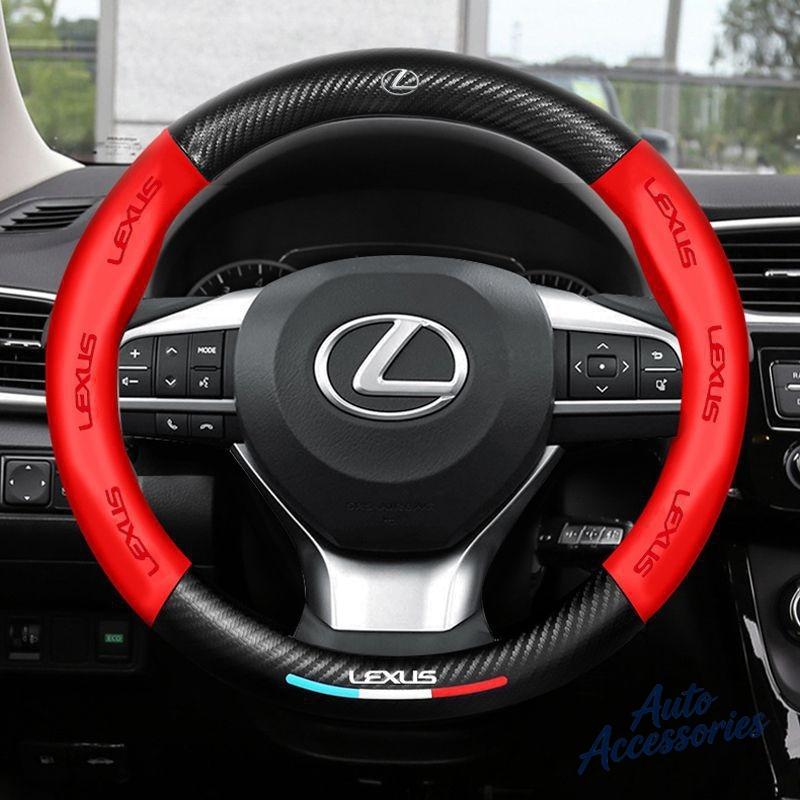 Housse de volant de voiture universelle en fibre de carbone et cuir 38 cm Antidérapante Pour Lexus ES300 RX330 RX300 GS300 IS250 IS200 NX RX LX GX