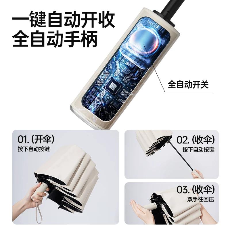 Fully Automatic Wind-Resistant Umbrella for Students, Reinforced and Thickened, Foldable, Dual-Use for Sun and Rain, Suitable for Both Men and Women