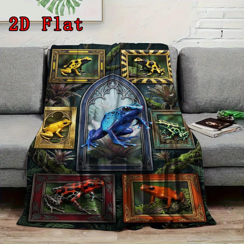 Frog Collection 2D Flat Pattern Flannel Blanket, High Quality All Seasons, Home Decor, Warmth and Comfort, Perfect for Christmas Gifts.