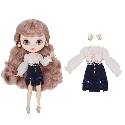 Rakulifey Blythe Clothes Neo Blythe Outfit Set (Jacket and Dress) Compatible with Obitsu 24 Dolls (3-Piece Set)