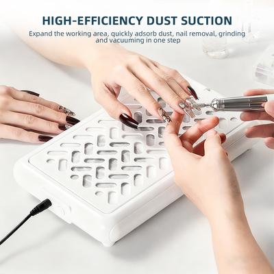 Two Hands Nail Dust Collector Strong Suction Nail Vacuum Cleaner Mini Manicure Dust Extractor Low Noise Salon Nail Art Equipment