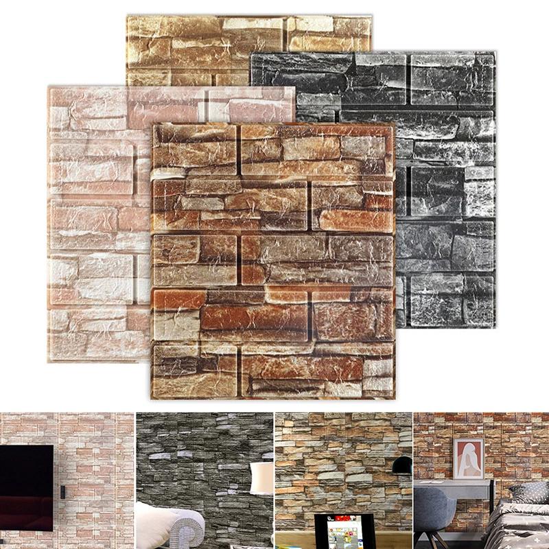1PC Self-Adhesive DIY 3D Bedroom Wall Sticker Living Kids Room Imitation Brick Home Decor Anti-Collision TV Backdrop Waterproof