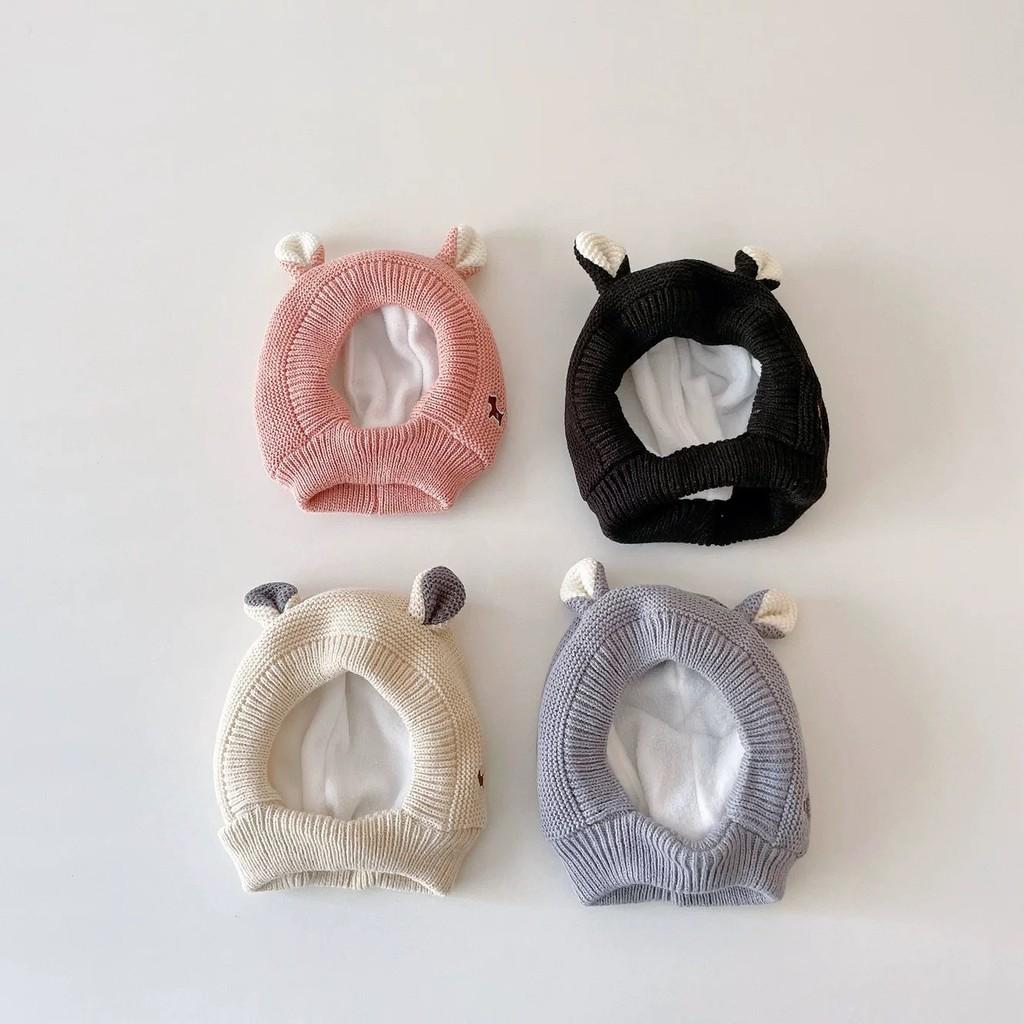 Baby Kids Knit Hat With Cute Dog And Bear Ears For Winter Warmth And Windproof Protection