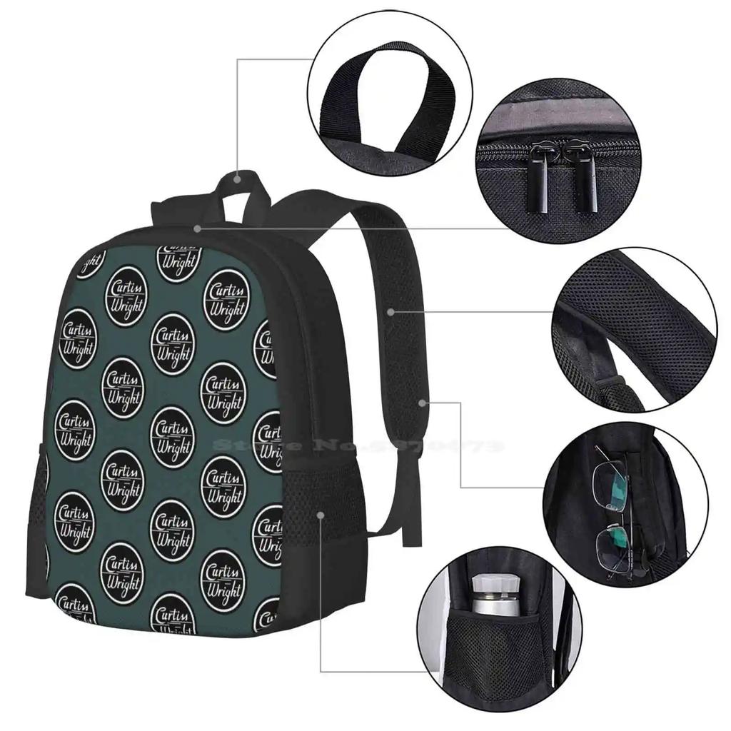 Curtiss Wright Logo Backpacks For School Teenagers Girls Travel Bags Curtiss Wright Warbird Logo Vintage Factory Aircraft