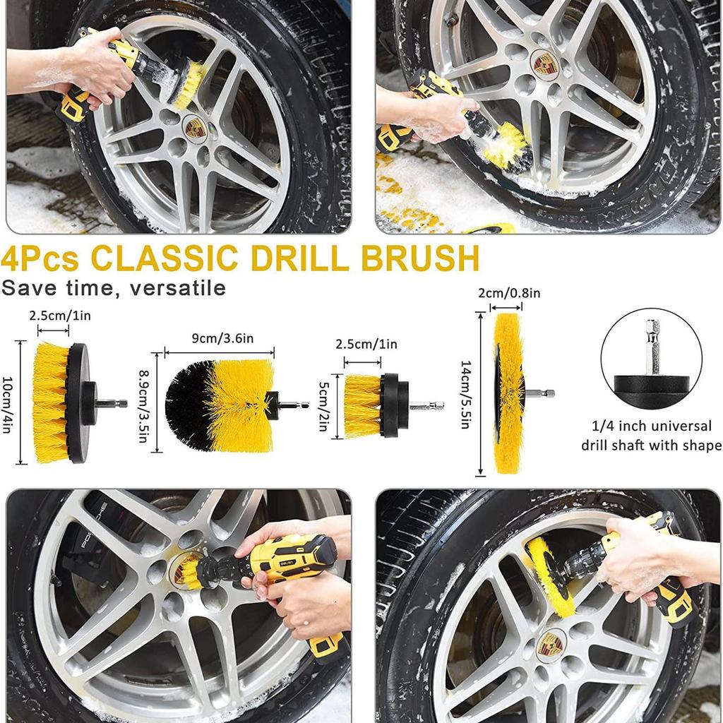 20-Piece Electric Cleaning Brush Set: Car Detailing Tool Kit with Drill Brushes, AC Brush, and Cleaning Gloves.