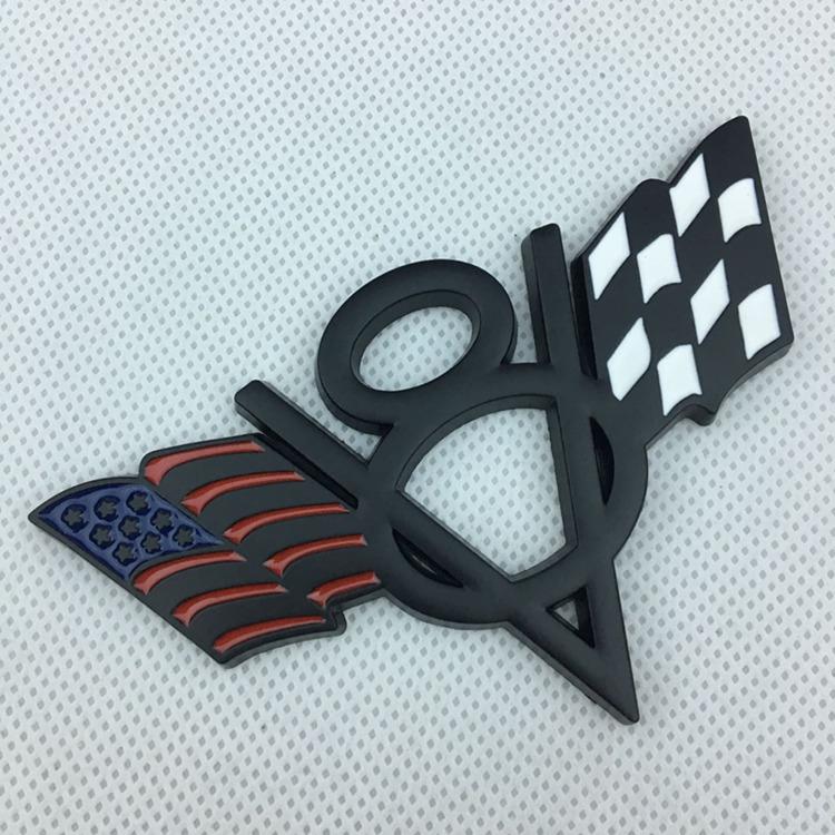Chevrolet Dodge JEEP Rear Decal V8 Flag Metal Car Sticker