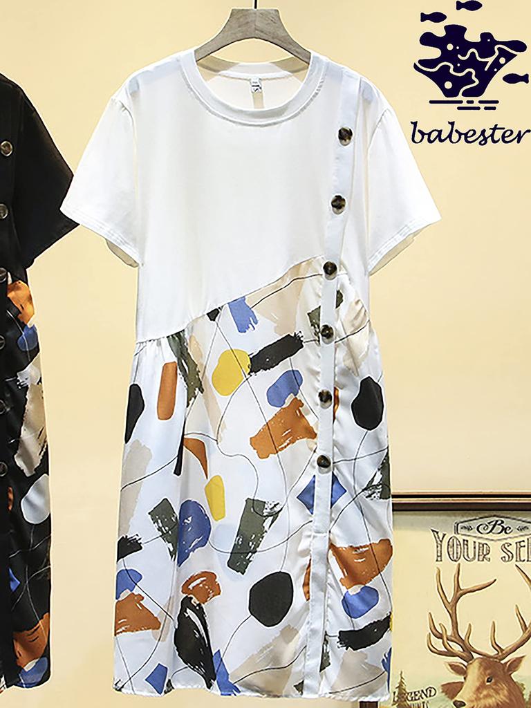 Babestar Casual Maternity Summer Short Loose Refreshing Summer Slimming Perfect for One Size Fits Women's Dress, Sleeve, Fit, Mid-Length Sleeves,