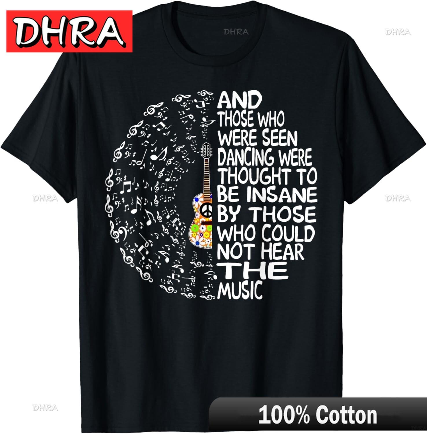 Hippie Guitar and Those Who Were Seen Dancing Peace TShirt Unisex TShirt Para Hombre for Daily Wear Casual Top Crew Neck Tee 4XL
