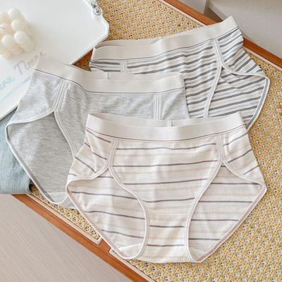 Women Panties New High Slit Striped Underwear Female Sports Style Girls Briefs