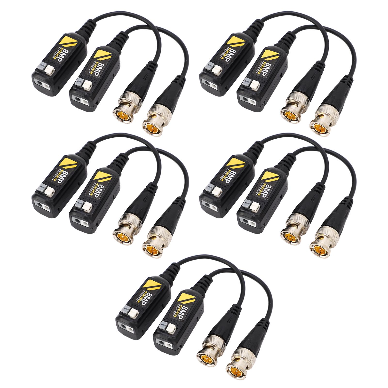 

5 Pair 8MP BNC Video Balun Connector Low Loss Transmission Lightning Protection Balun Twisted Pair