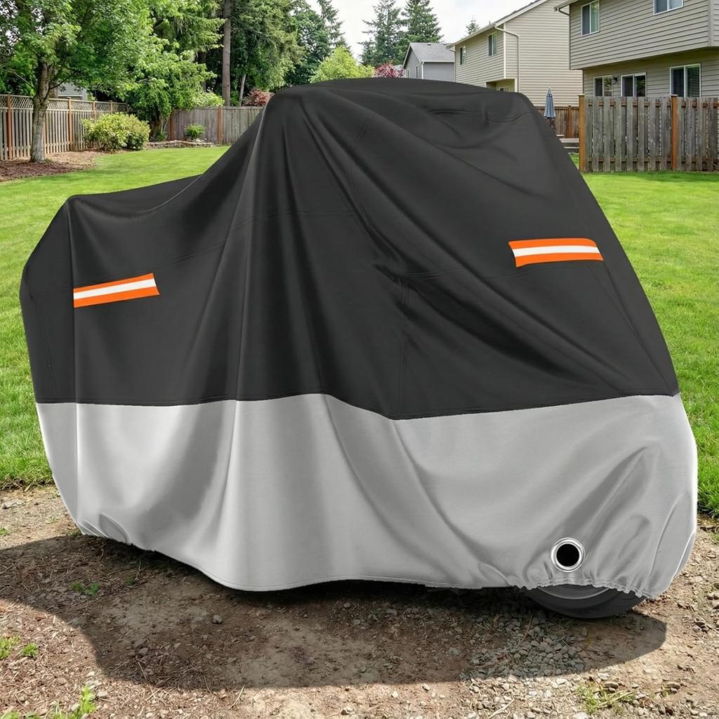Favoto Motorcycle Cover Waterproof Outdoor - All Season Sun Protection Oxford with Lock-Holes Rain Snow Windproof Dustproof Universal Fit Motorbikes