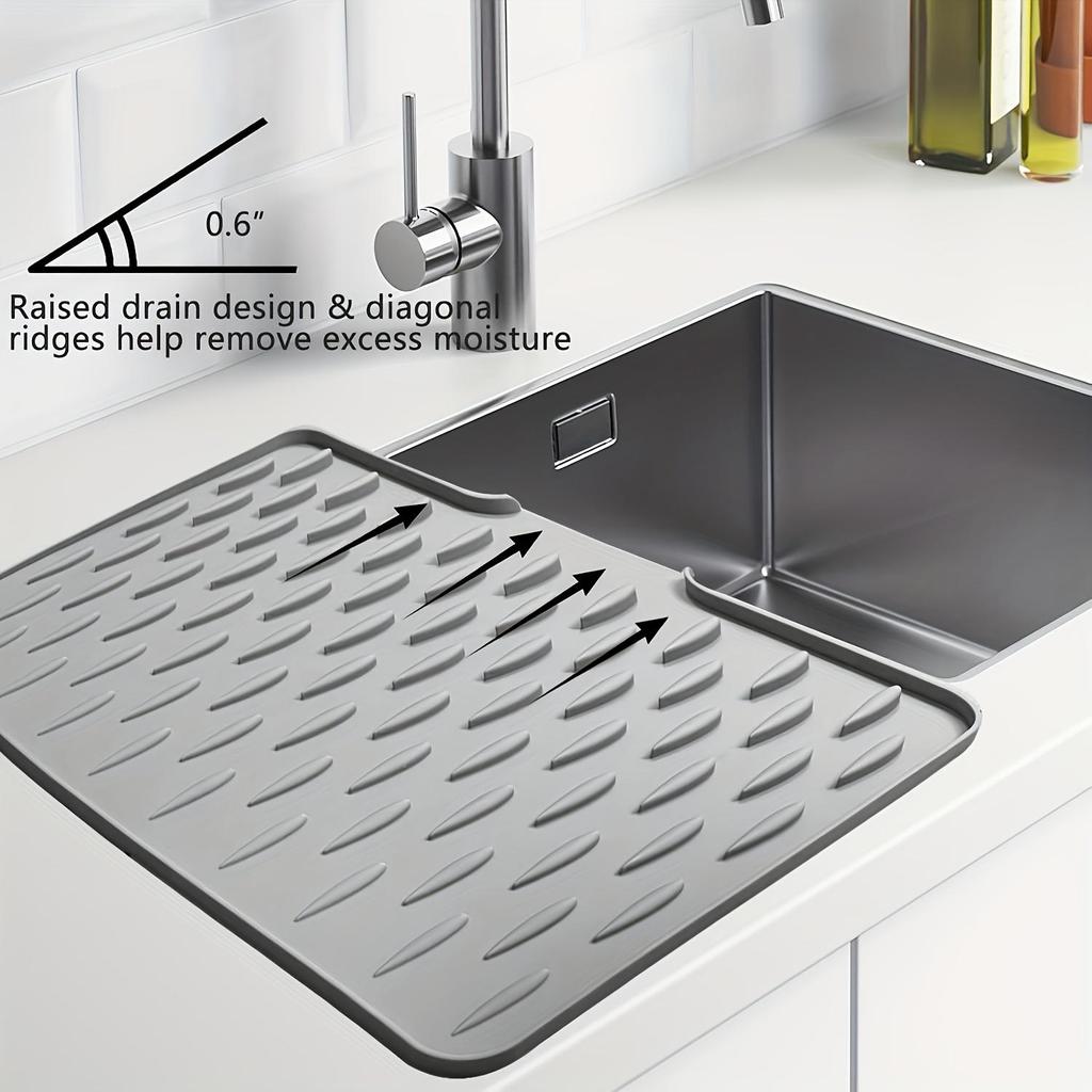 1pc Anti Slip Kitchen Silicone Drain Pad, Heat-Resistant Kitchen Counter Pad For Sinks, Silicone Tableware Drying Pad, Dish Rack