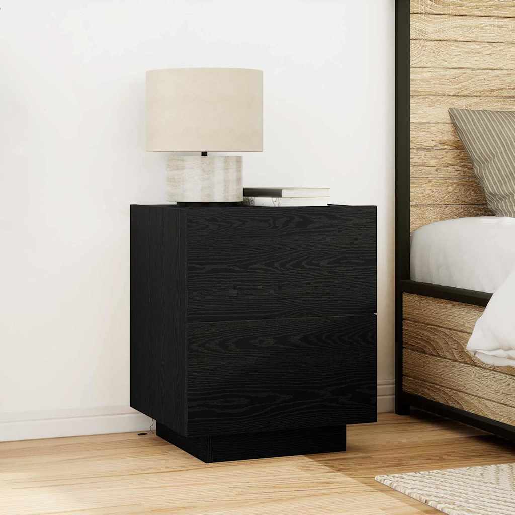 Nightstand Black Oak Look 45 x 40 x 55 cm Engineered Wood