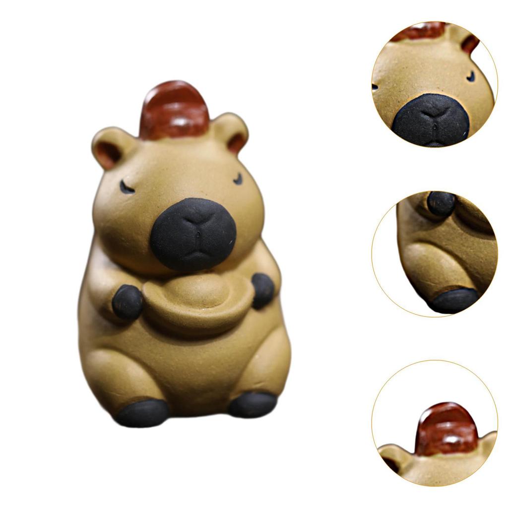 Capybara Mini Statue Tea Pet Cute Small Sculpture for Tea Room Desk Teahouse