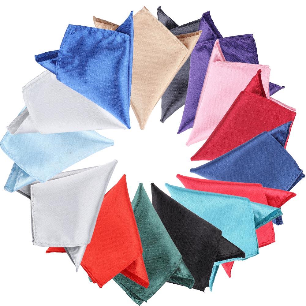 Solid Formal Suit Solid Men Pocket 15 Color Satin Plain Hanky Handkerchief Silk Pocket Square Hanky