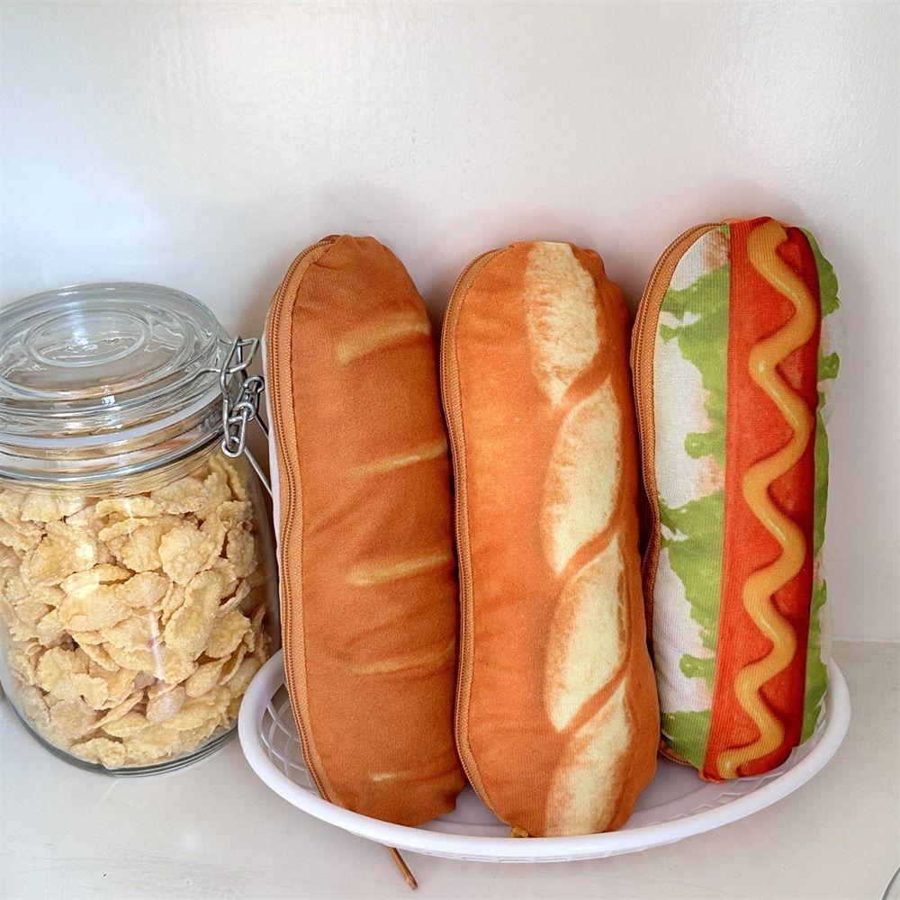 

Storage Bag Bread Pencil Case Large Capacity Pen Bag Cute Plush Bread Pencil Bag School Supplies B