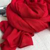 Bright Red Cotton-linen Scarf for Photography, Desert Sun Protection Shawl, Beach Travel Scarf, Qinghai Chaka Salt Lake Gauze Scarf for Women