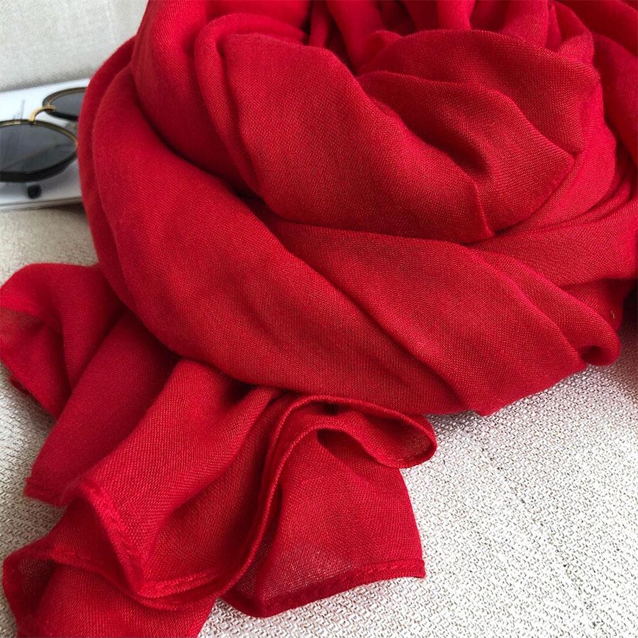 Bright Red Cotton-linen Scarf for Photography, Desert Sun Protection Shawl, Beach Travel Scarf, Qinghai Chaka Salt Lake Gauze Scarf for Women