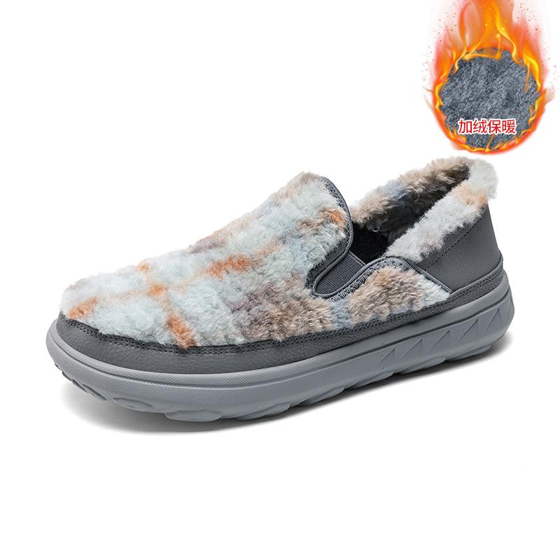 

New Men s Cotton Shoes of , Featuring Long Plush Warmth and Anti-slip Properties, Are Suitable for Outdoor Work and Travel 45 сірий колір